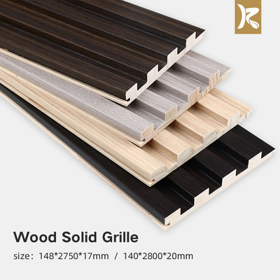 คุณภาพ แผงผนังป้องกันสิ่งแวดล้อม Wood Grille Groove Solid Wood Wall Panel โรงงาน